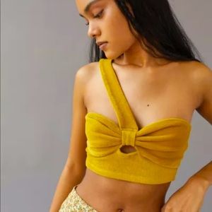 NWT Knot Today Asymmetrical tank top in gold | Urban Outfitters